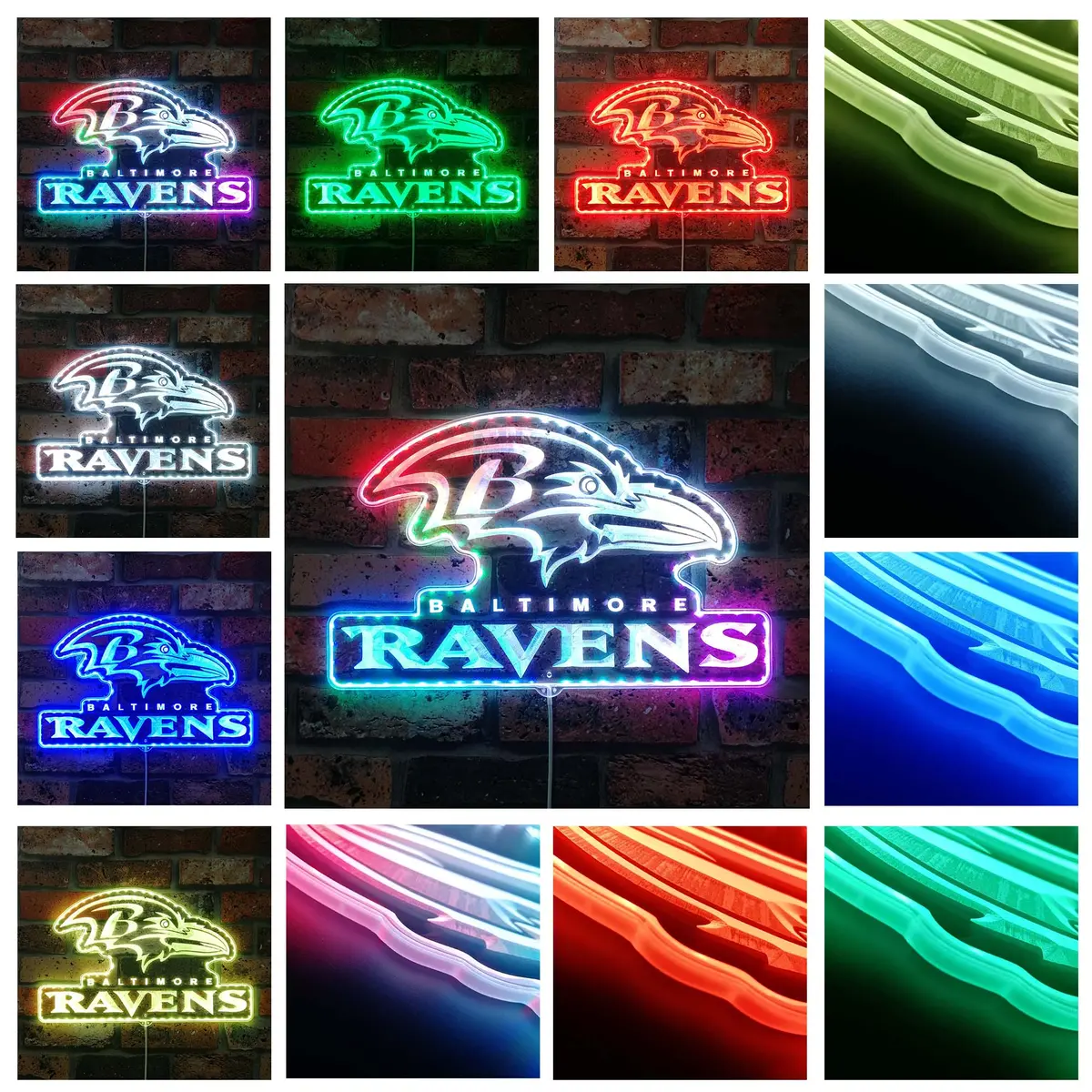 Baltimore Ravens Bar Neon Led Sign With Dynamic Rgb Colors 2