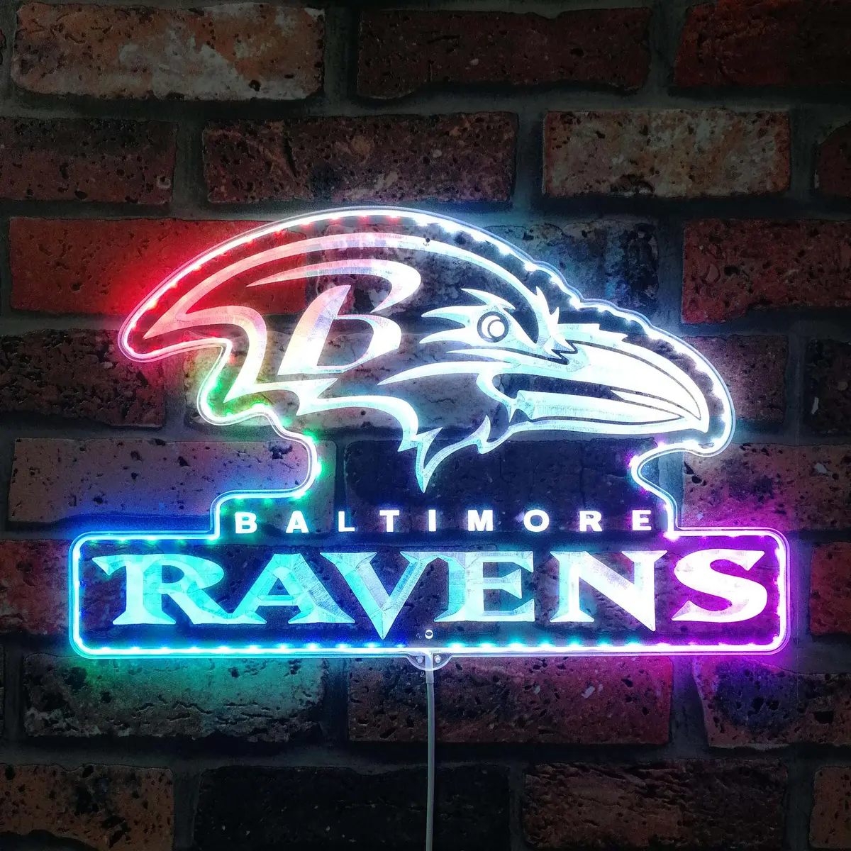 Baltimore Ravens Bar Neon Led Sign With Dynamic Rgb Colors 1