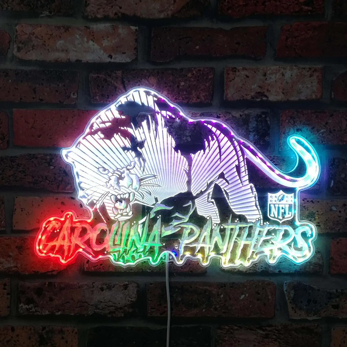 Carolina Panthers Panther On The Prowl Neon Led Sign With Dynamic Rgb Colors 1