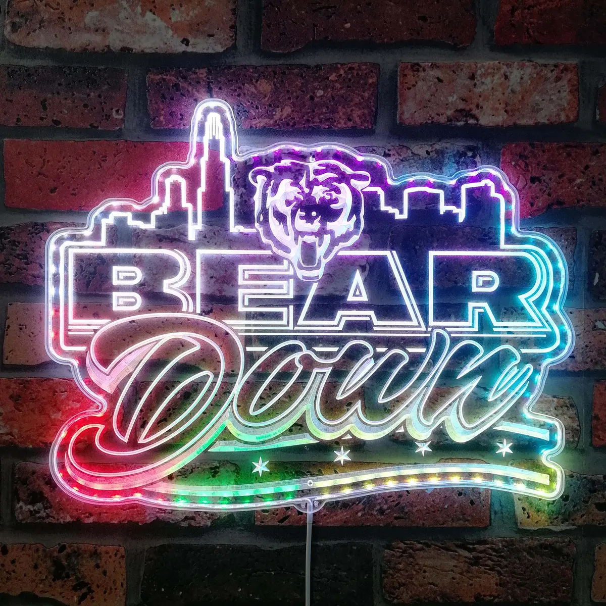 Chicago Bears Skyline Neon Led Sign With Dynamic Rgb Colors 1