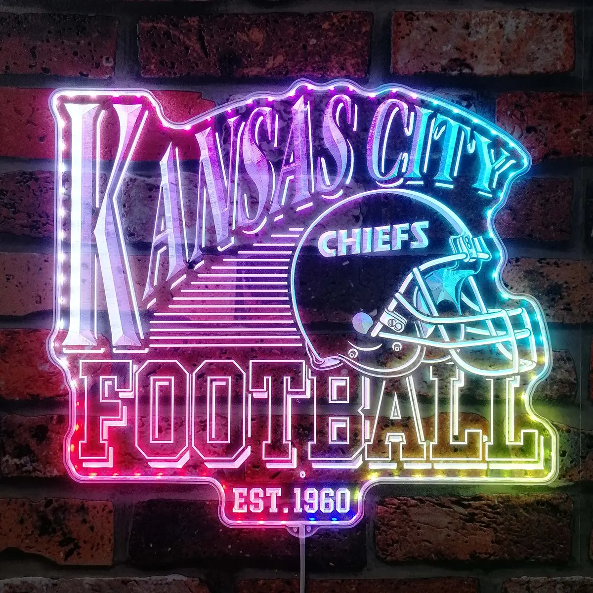 Kansas City Chiefs Football Neon Led Sign With Dynamic Rgb Colors 1