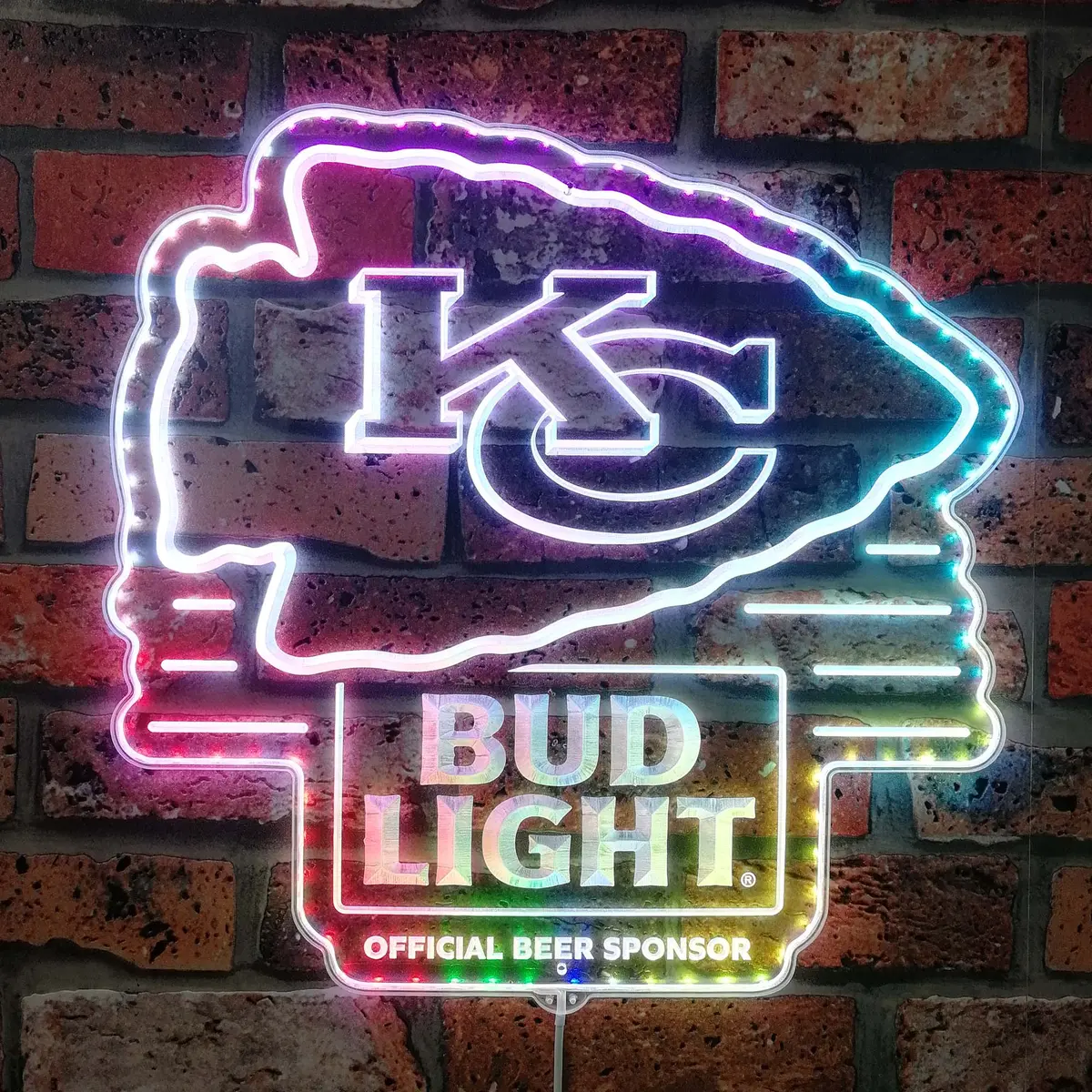 Kansas City Chiefs Bud Light Neon Led Sign With Dynamic Rgb Colors 1