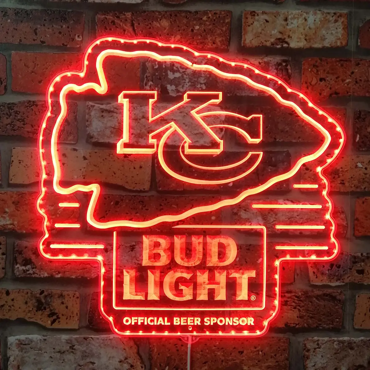 Kansas City Chiefs Bud Light Neon Led Sign With Dynamic Rgb Colors 3