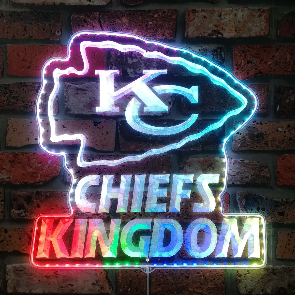 Kansas City Chiefs Kingdom Neon Led Sign With Dynamic Rgb Colors 1