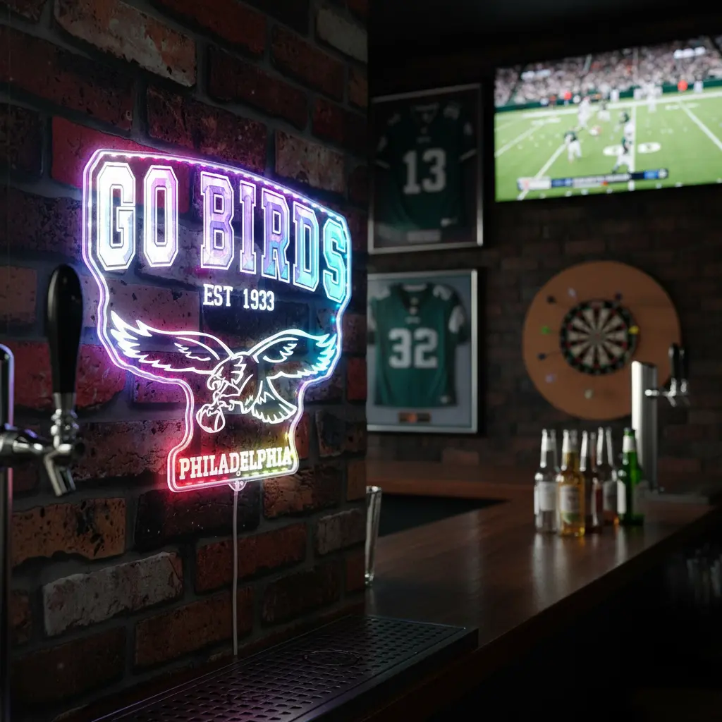 Philadelphia Eagles Go Birds Neon Led Sign With Dynamic Rgb Colors - Premium Edge Lit 2