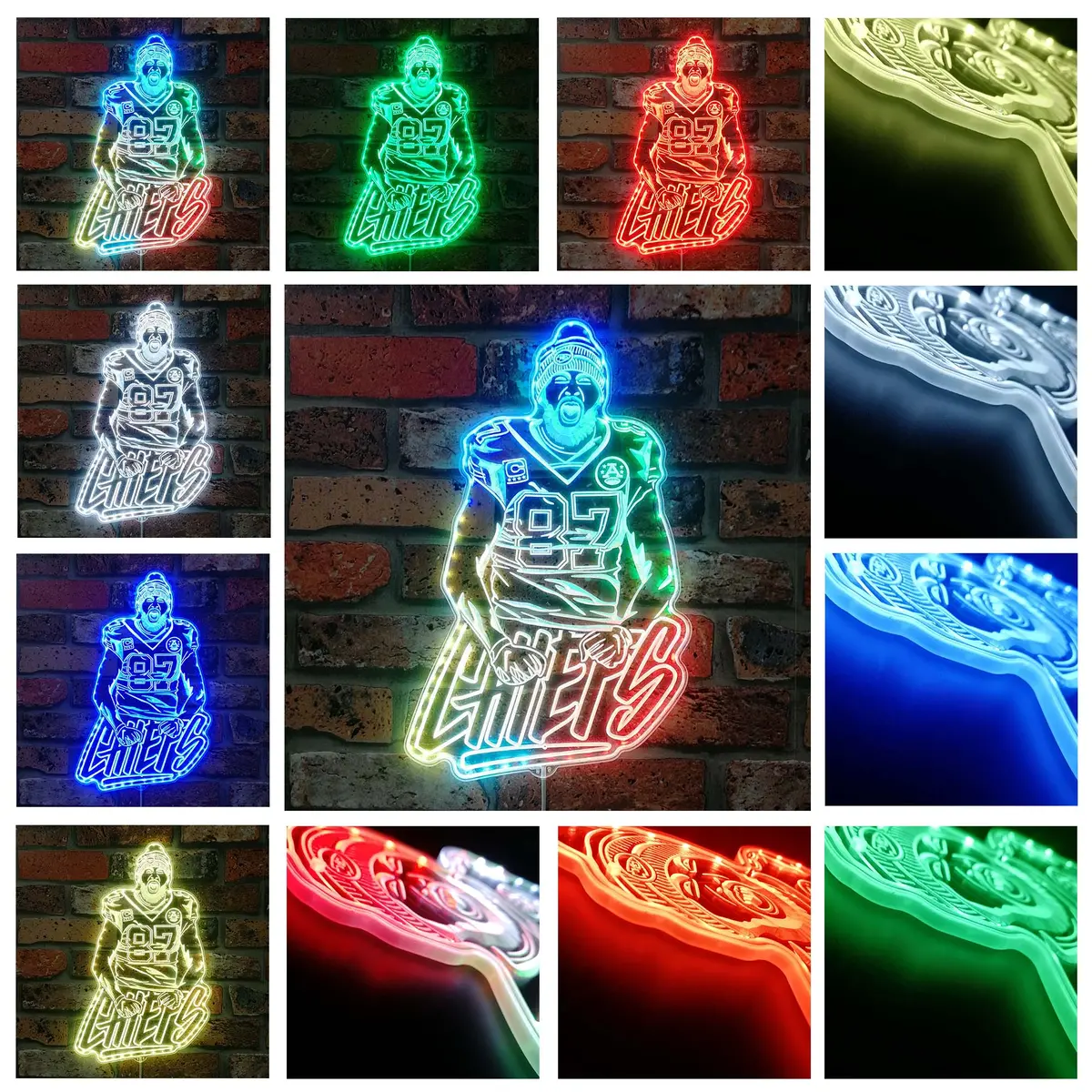 Travis Kelce Kansas City Chiefs Neon Led Sign With Dynamic Rgb Colors 2