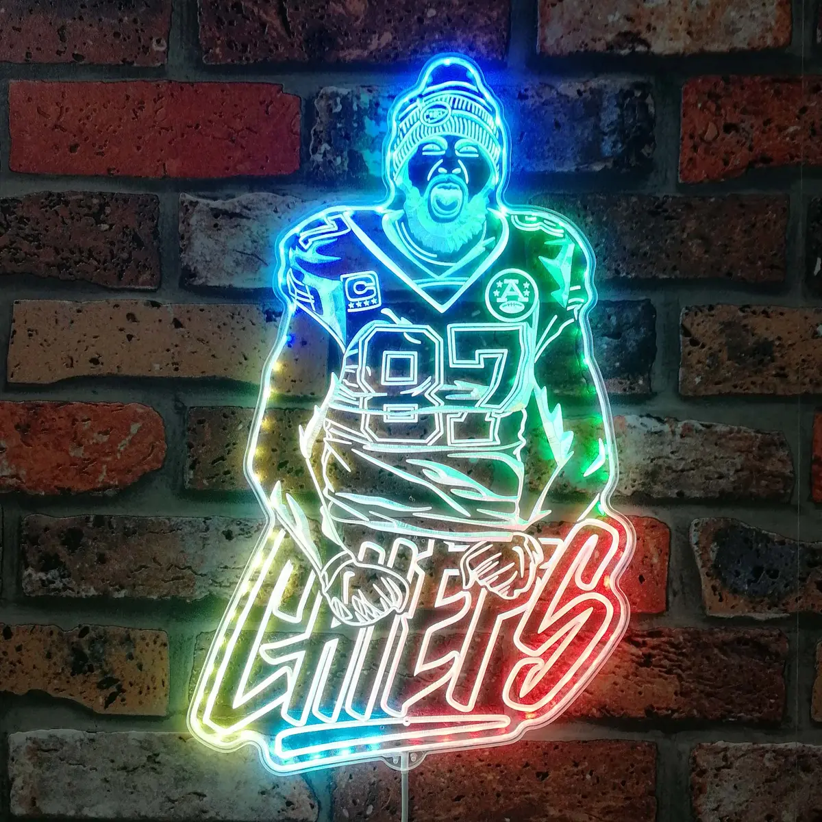 Travis Kelce Kansas City Chiefs Neon Led Sign With Dynamic Rgb Colors 1