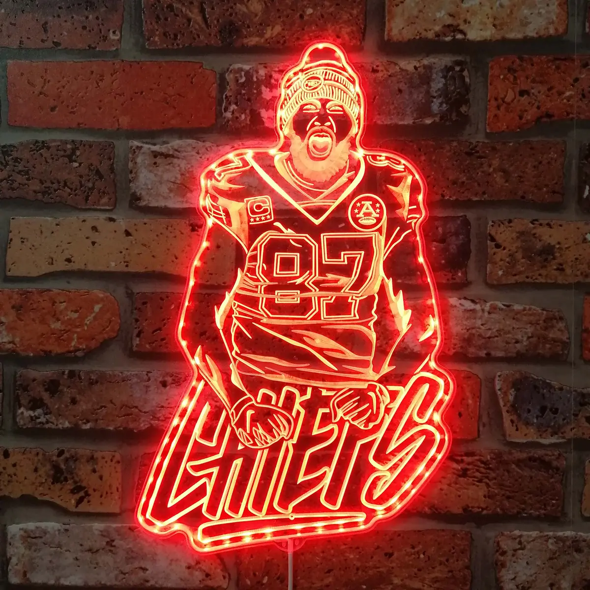 Travis Kelce Kansas City Chiefs Neon Led Sign With Dynamic Rgb Colors 3