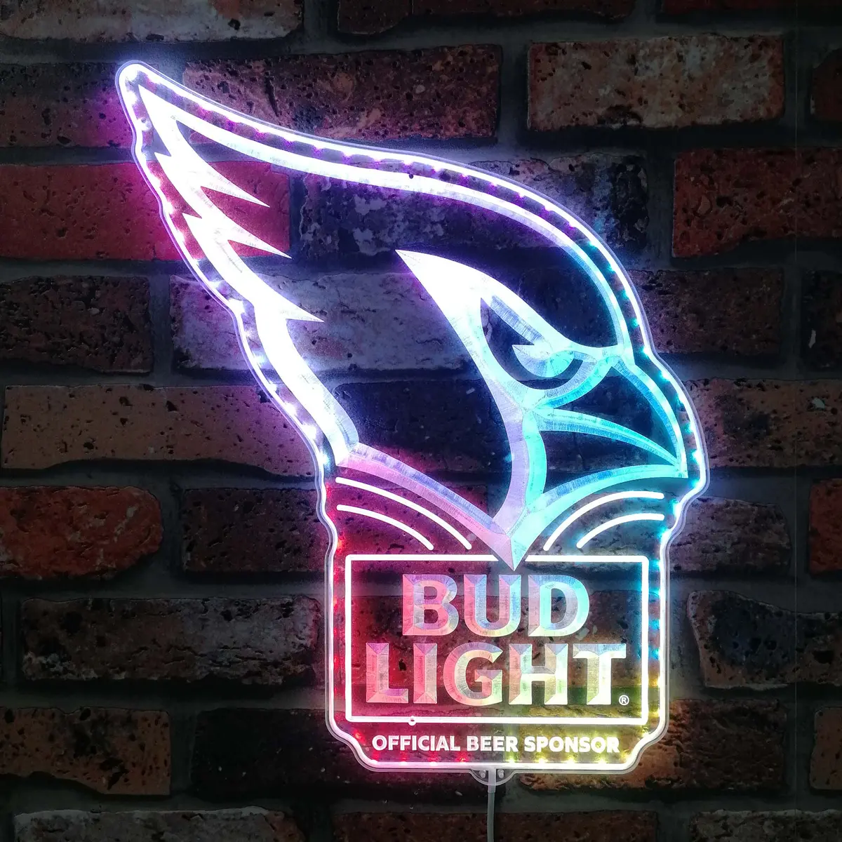 Bud Light & Arizona Cardinals Neon Led Sign With Dynamic Rgb Colors 1