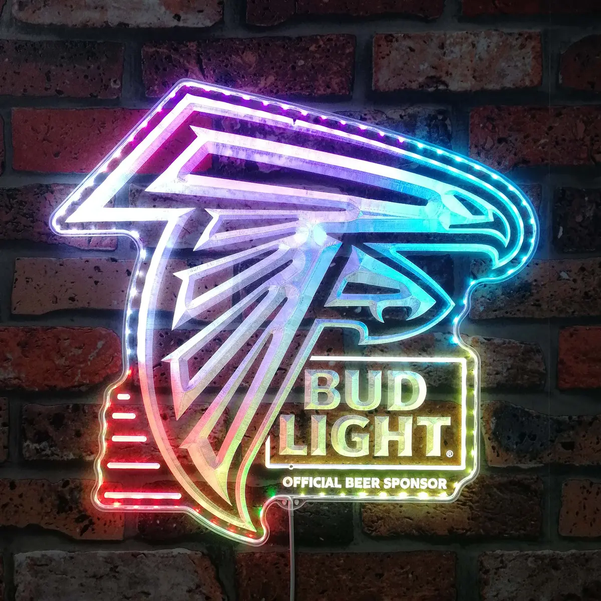 Bud Light & Atlanta Falcons Neon Led Sign With Dynamic Rgb Colors 1