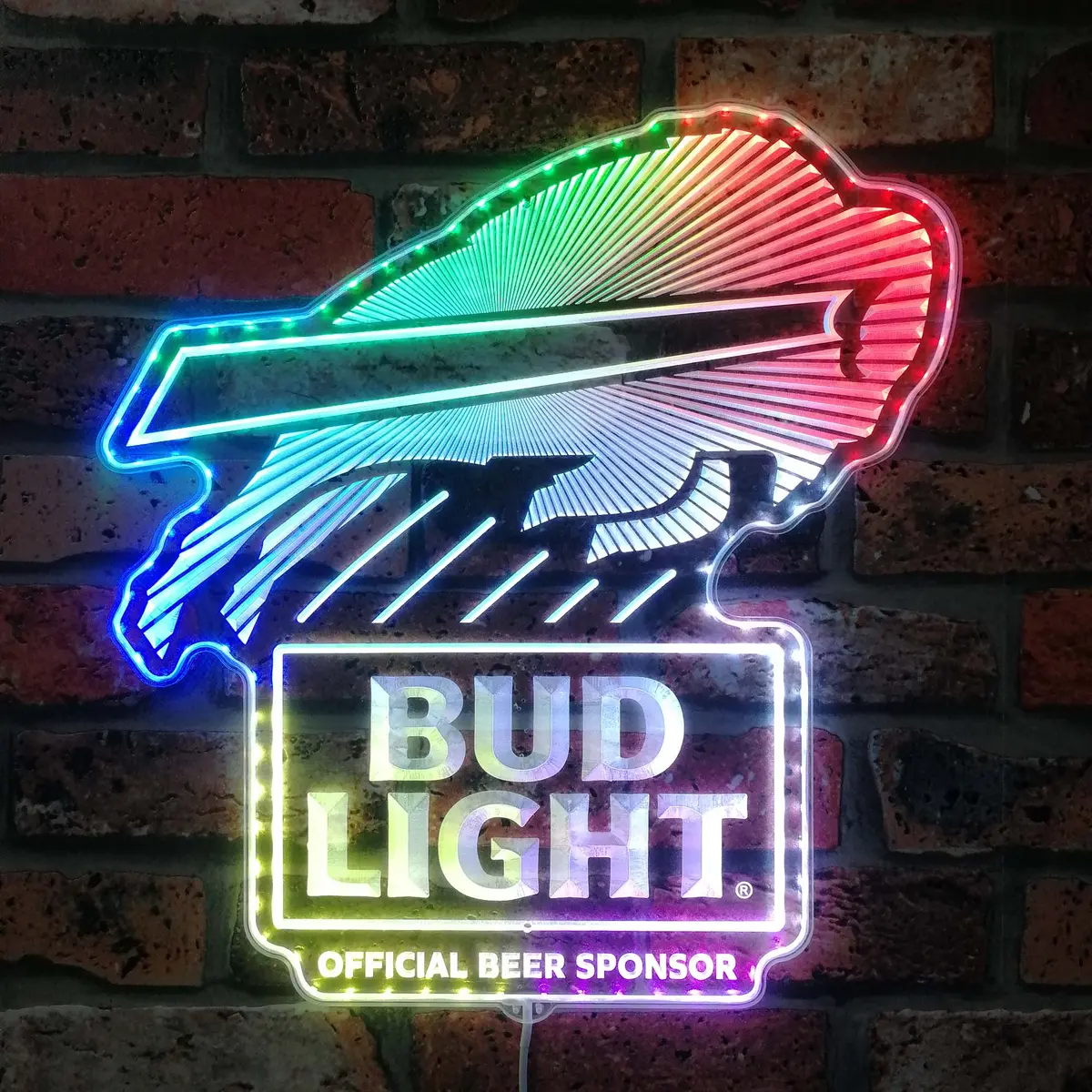 Bud Light & Buffalo Bills Neon Led Sign With Dynamic Rgb Colors 1
