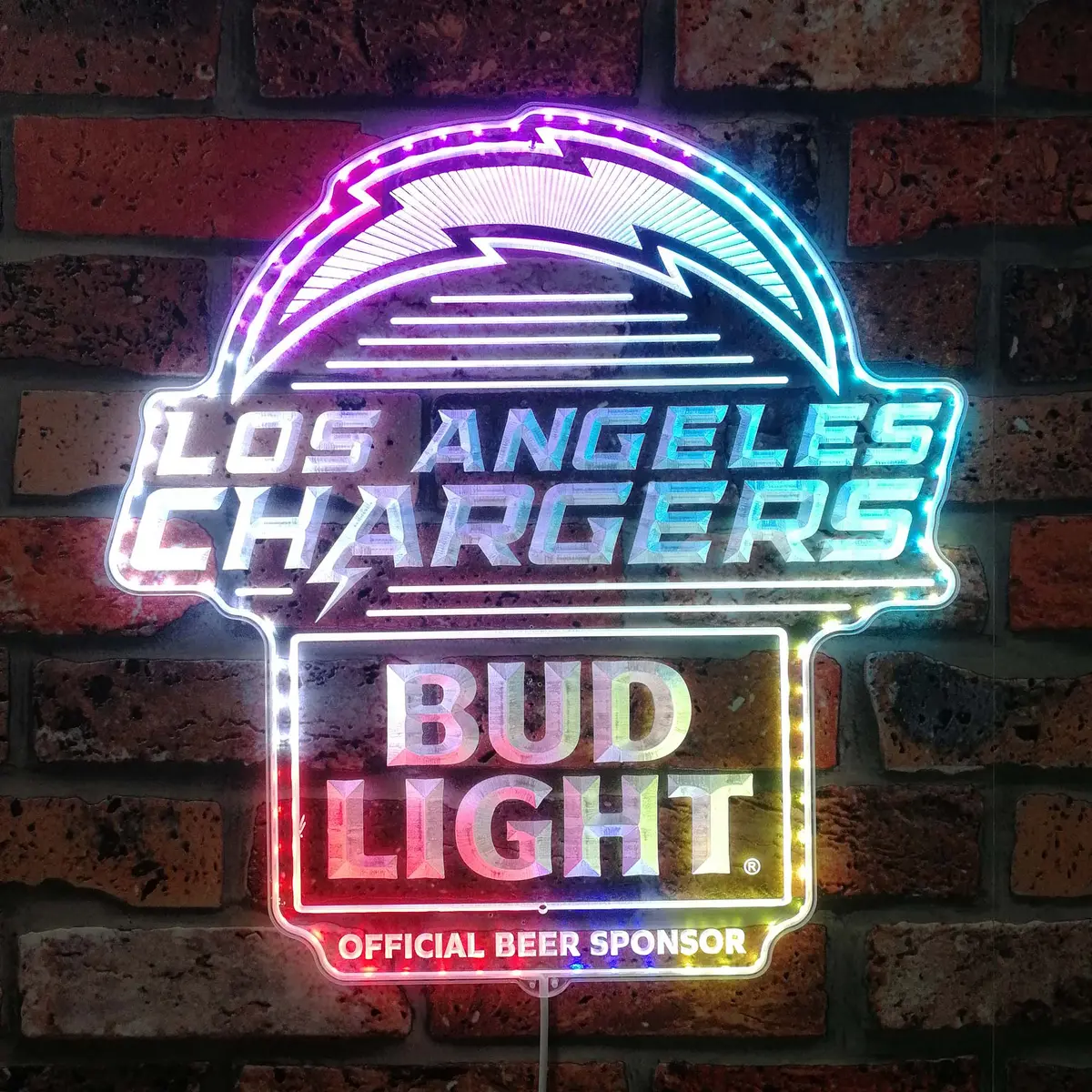 Bud Light & Los Angeles Chargers Neon Led Sign With Dynamic Rgb Colors 1