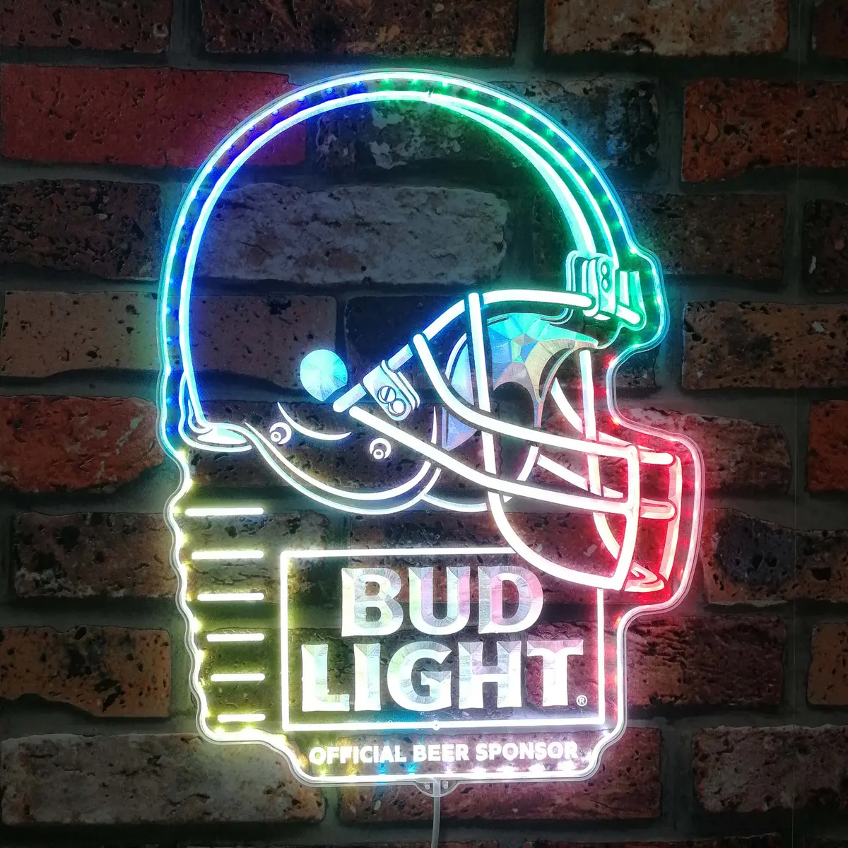 Bud Light & Cleveland Browns Neon Led Sign With Dynamic Rgb Colors 1