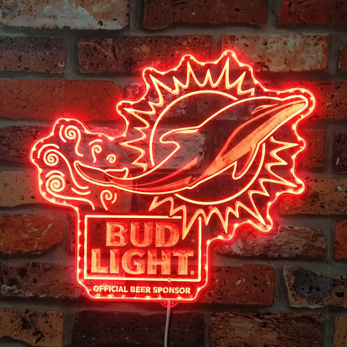 Bud Light & Miami Dolphins Neon Led Sign With Dynamic Rgb Colors 3