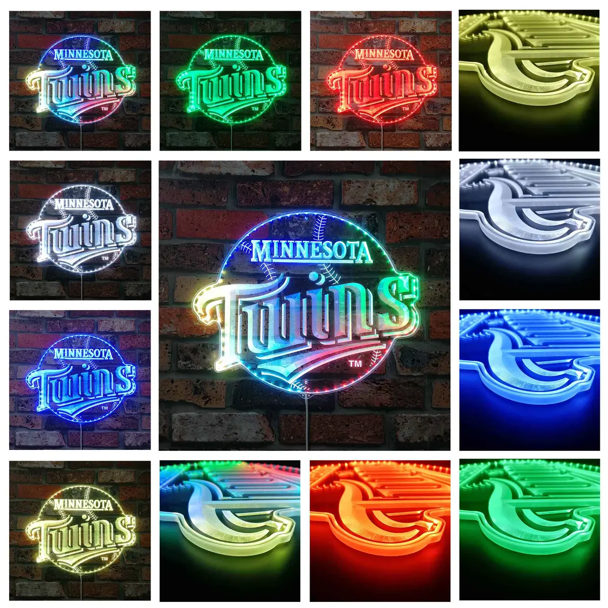 Mlb Minnesota Twins Neon Led Sign With Dynamic Rgb Colors 2
