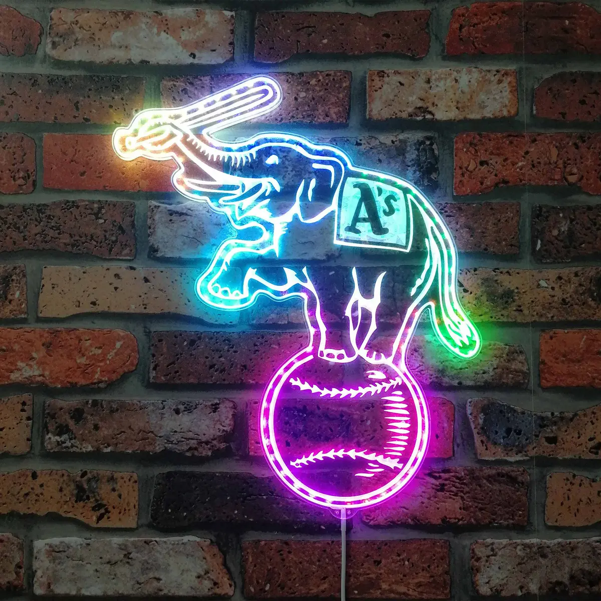 Mlb Oakland Athletics Alternate Logo Neon Led Sign With Dynamic Rgb Colors 1