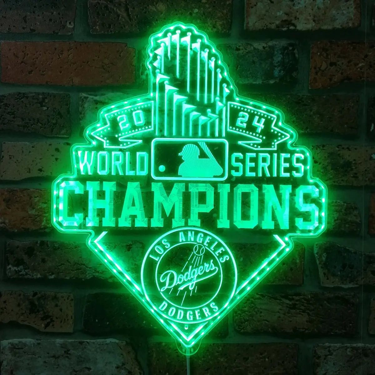 Los Angeles Dodgers World Champions Neon Led Sign With Dynamic Rgb Colors 1