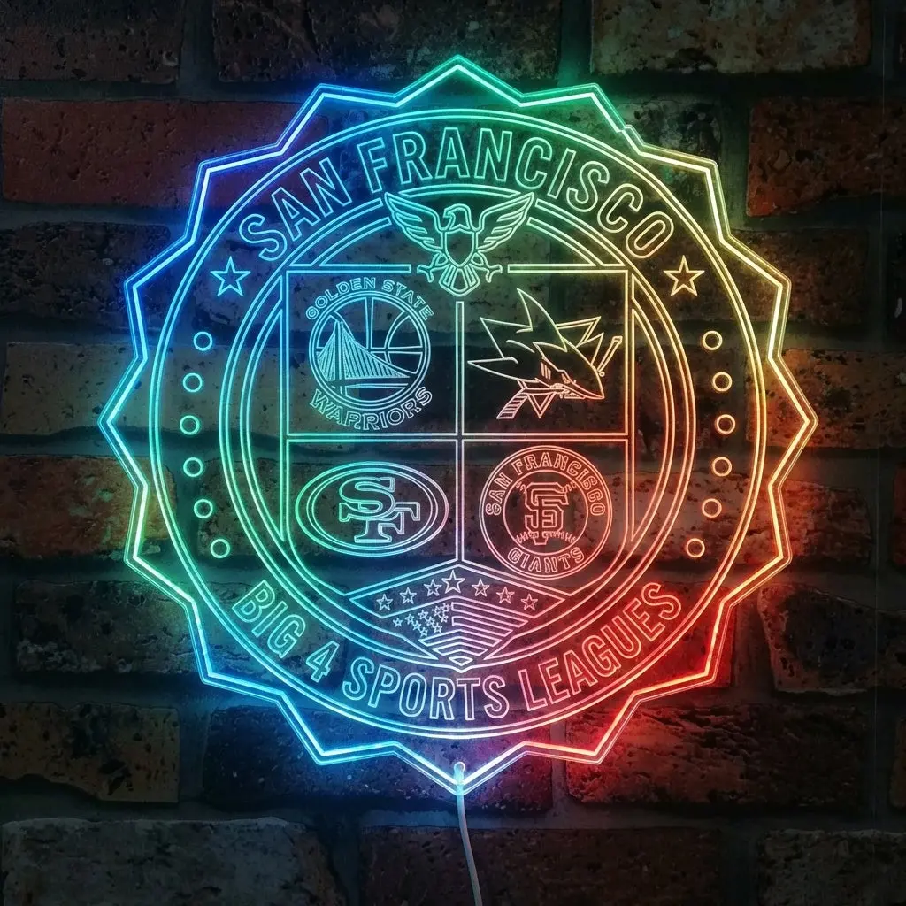 San Francisco Giants Golden State Warriors 49Ers San Jose Sharks Sports Leagues Neon Led Sign With Dynamic Rgb Colors 1