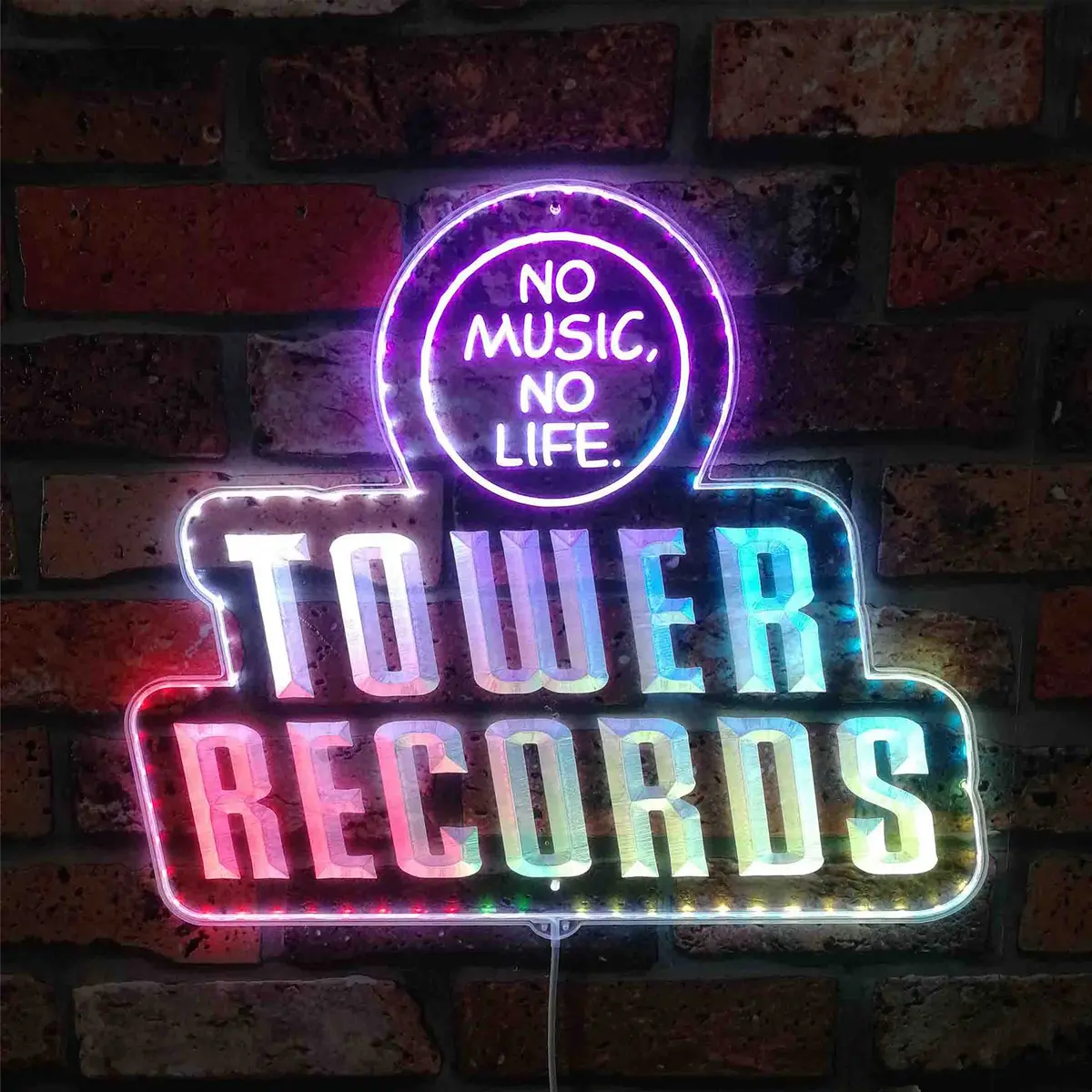 Tower Records No Music No Life Neon Led Sign With Dynamic Rgb Colors 1