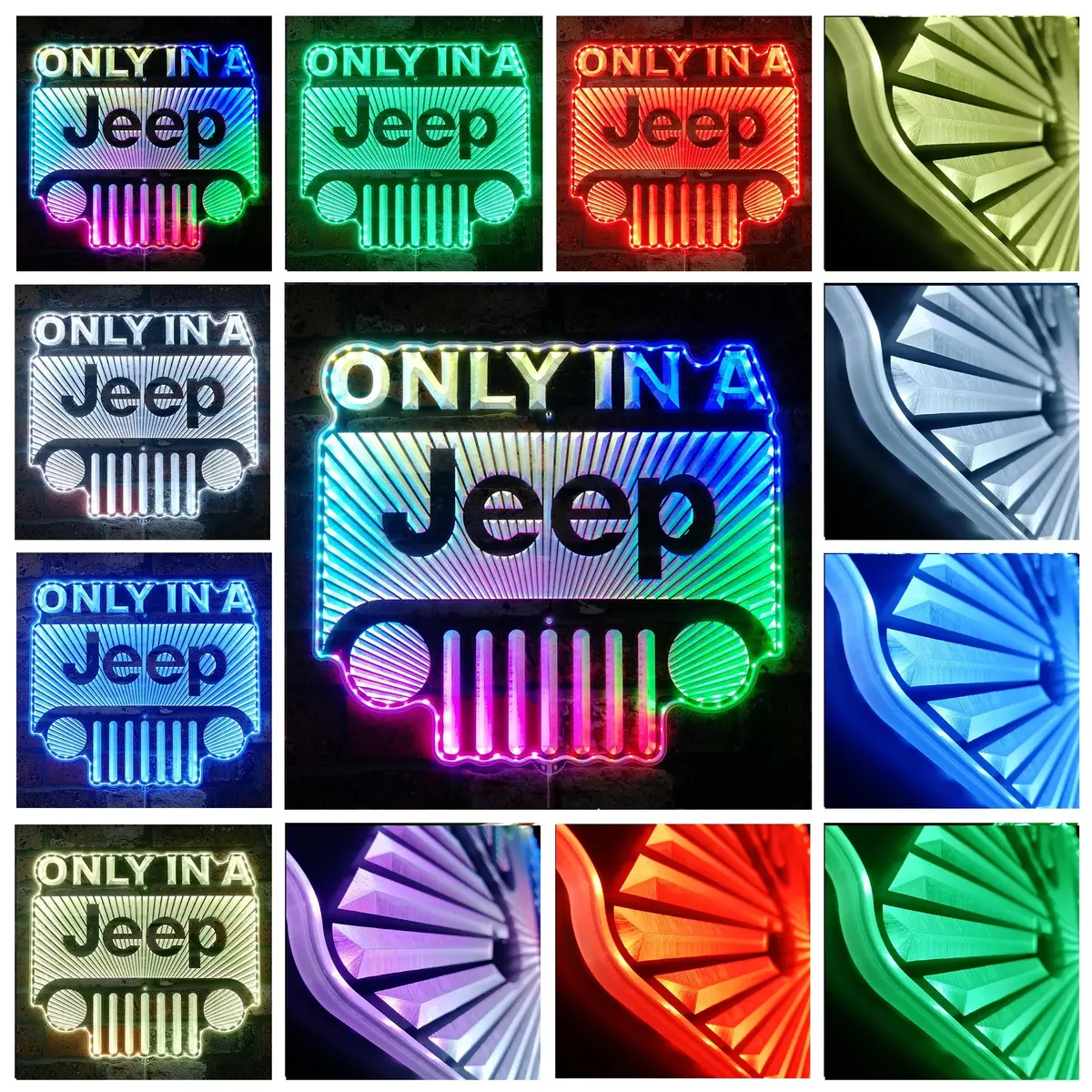 Only In A Jeep Neon Led Sign With Dynamic Rgb Colors 2