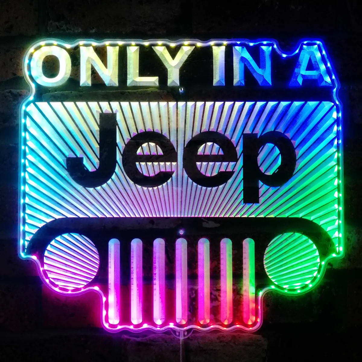 Only In A Jeep Neon Led Sign With Dynamic Rgb Colors 1