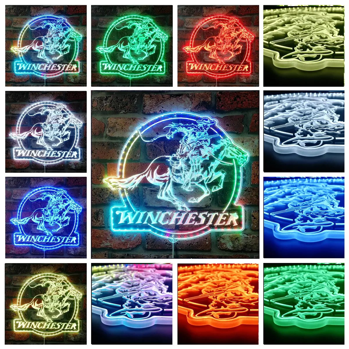 Winchester Logo Cowboys Neon Led Sign With Dynamic Rgb Colors 2