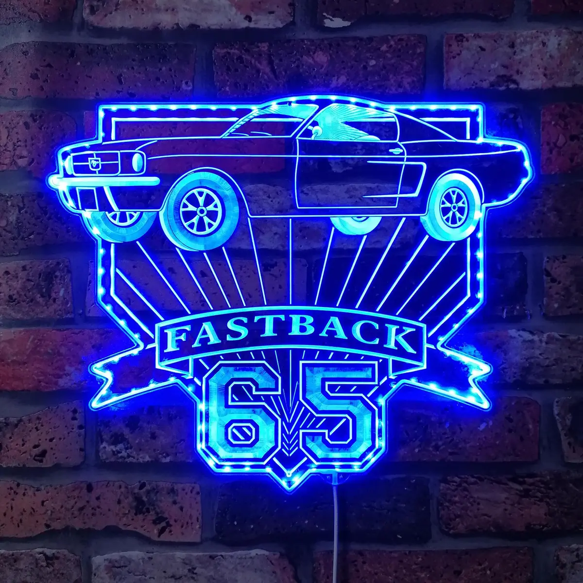 Mustang Fastback 4K 1965 Neon Led Sign With Dynamic Rgb Colors 4