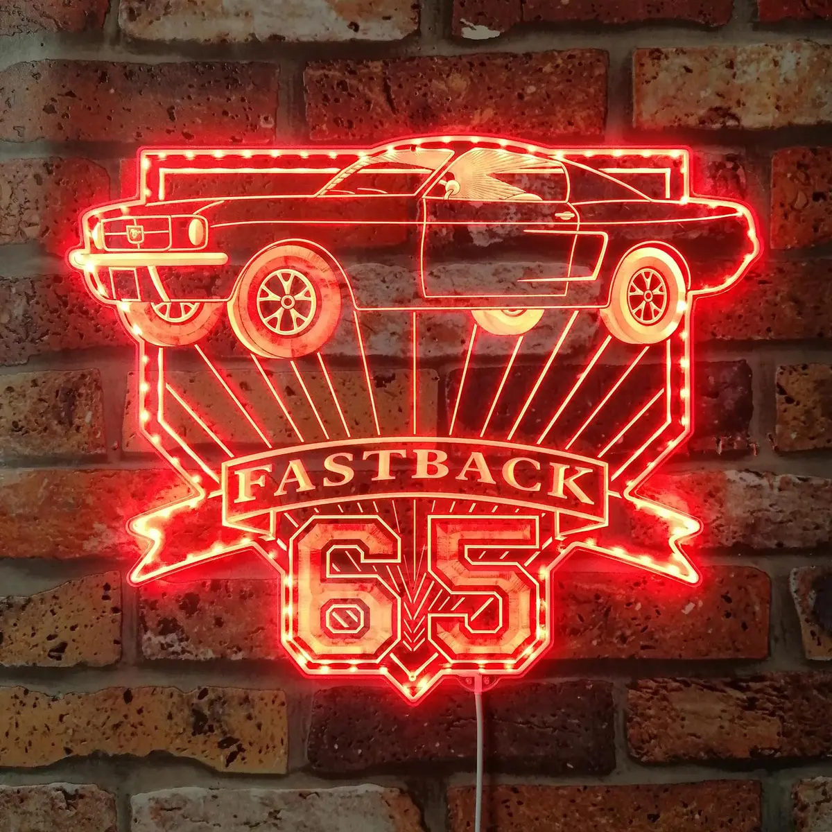 Mustang Fastback 4K 1965 Neon Led Sign With Dynamic Rgb Colors 3