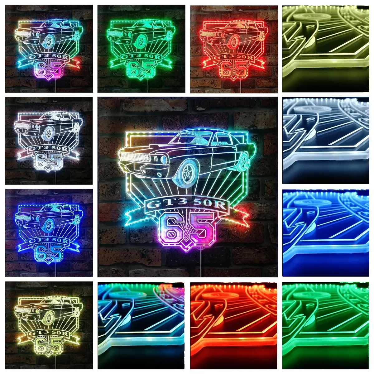 Shelby Mustang Gt350r 1965 Neon Led Sign With Dynamic Rgb Colors 2