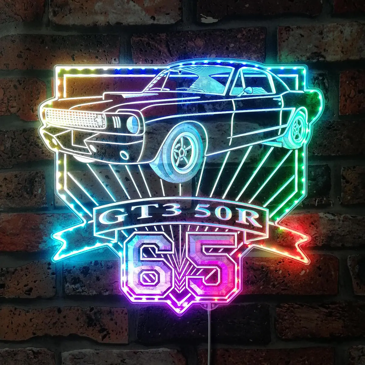 Shelby Mustang Gt350r 1965 Neon Led Sign With Dynamic Rgb Colors 1