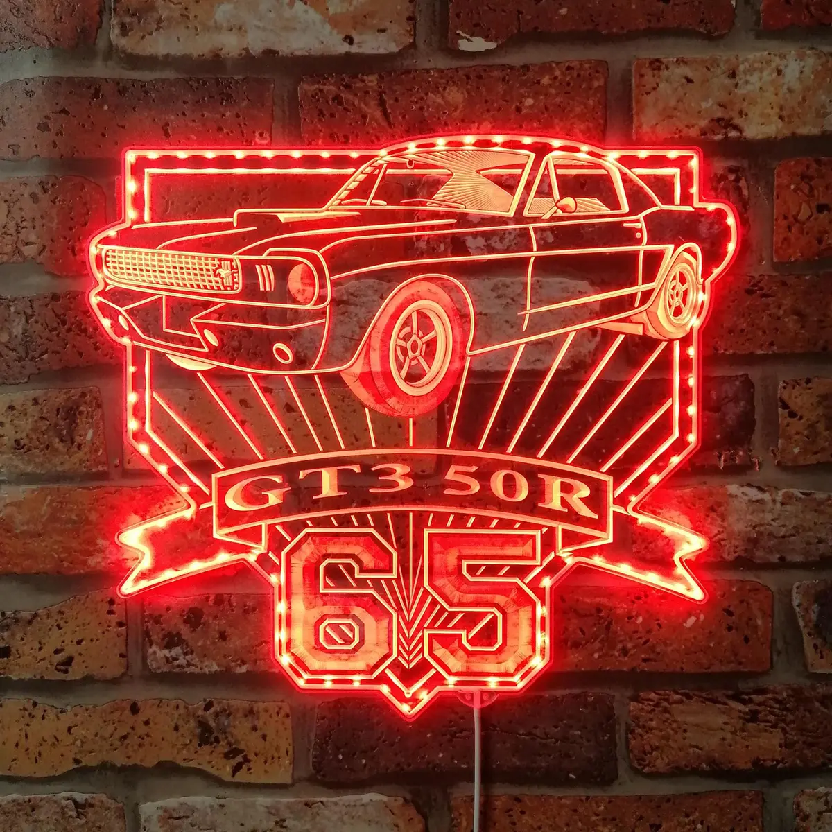 Shelby Mustang Gt350r 1965 Neon Led Sign With Dynamic Rgb Colors 3