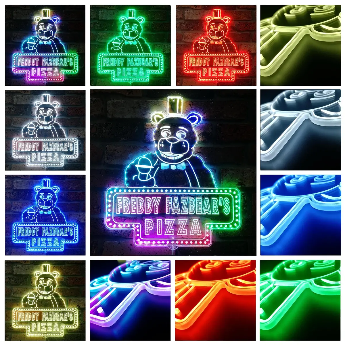 Freddy Fazbear's Pizza Neon Led Sign With Dynamic Rgb Colors 2
