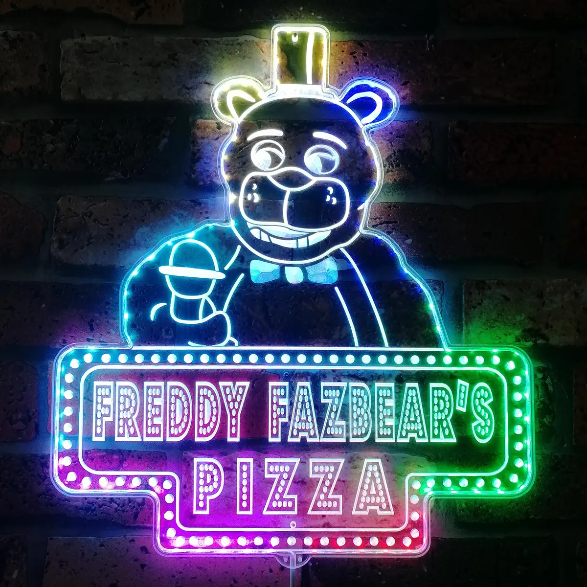 Freddy Fazbear's Pizza Neon Led Sign With Dynamic Rgb Colors 1