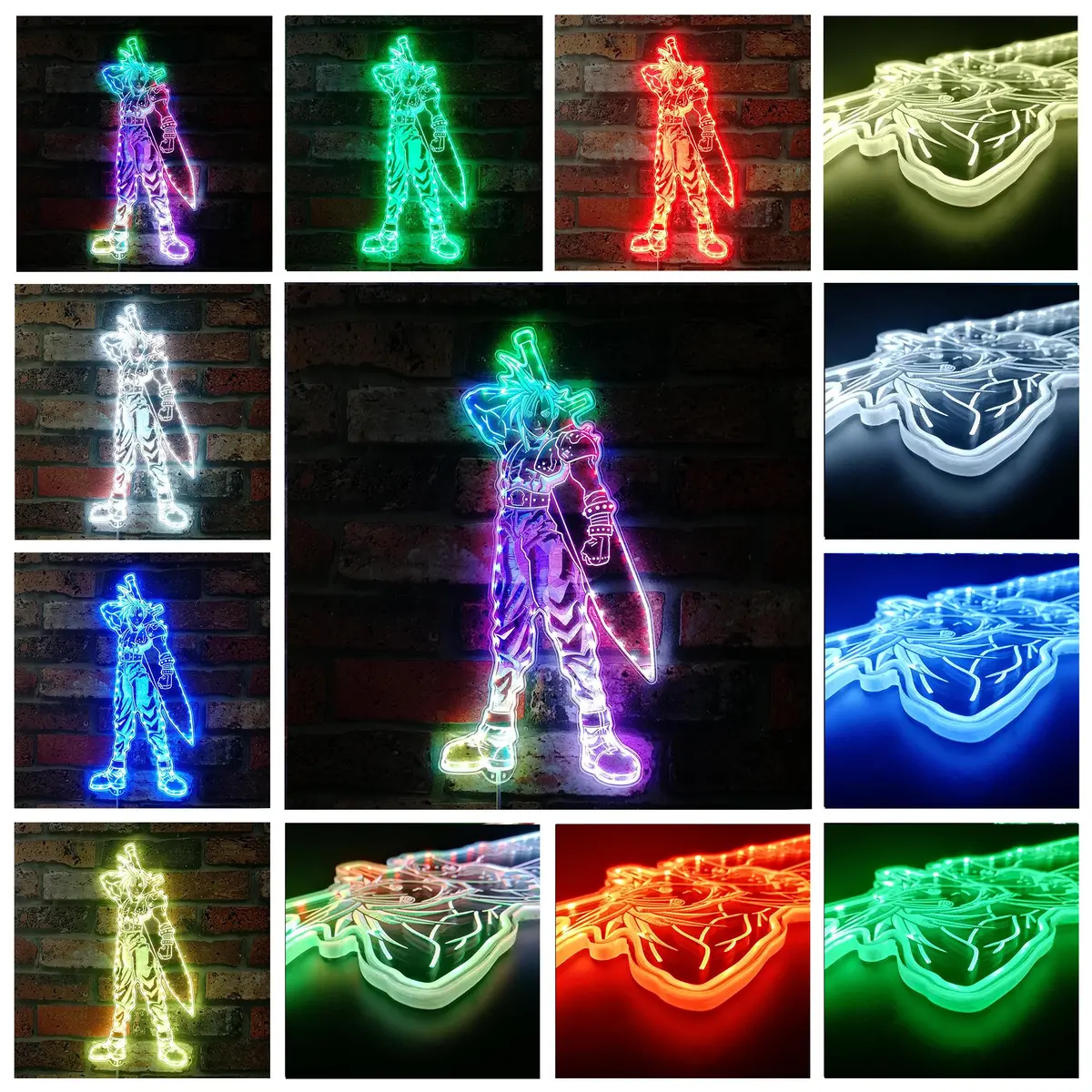 Final Fantasy 7 Cloud Neon Led Sign With Dynamic Rgb Colors 3