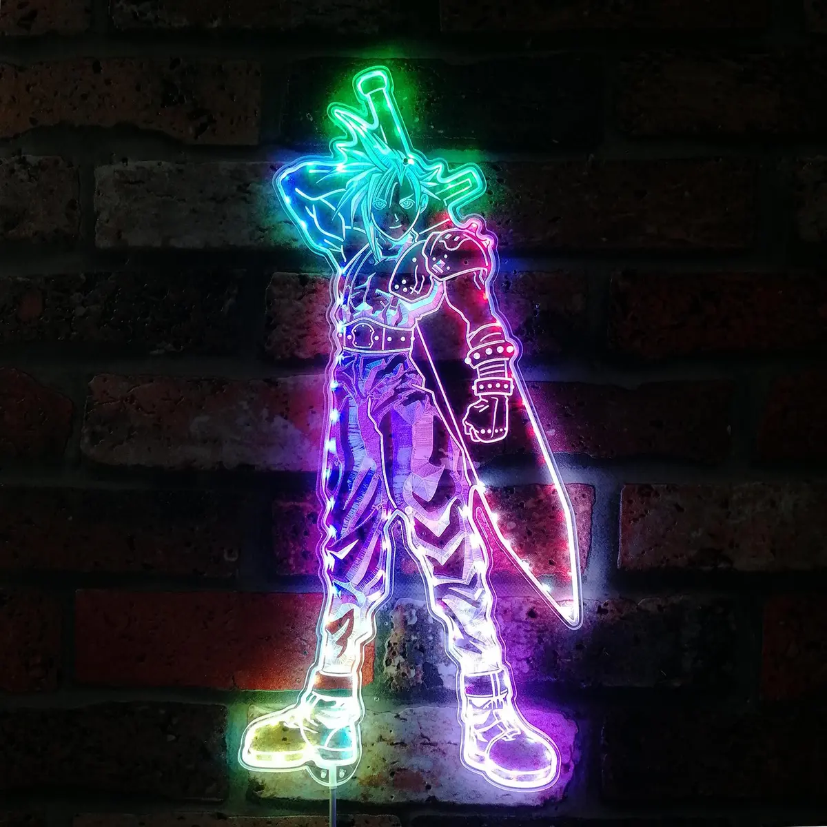 Final Fantasy 7 Cloud Neon Led Sign With Dynamic Rgb Colors 2
