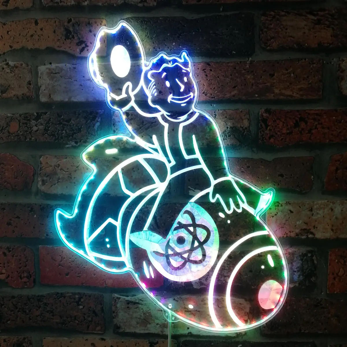 Vault Boy Nuclear Bomb Fallout Game Room Rgb Edge Lit Led Sign 2