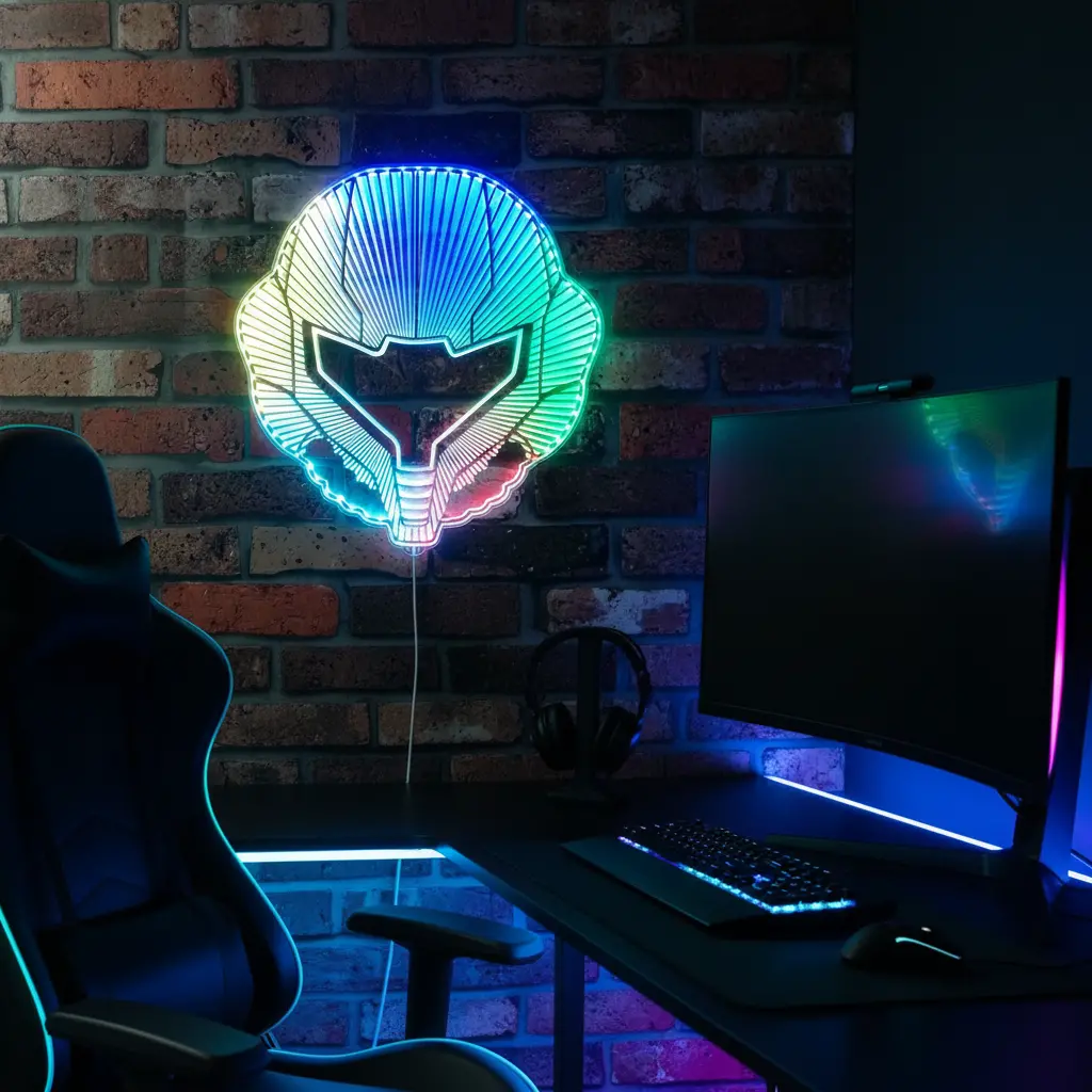 Metroid Samus Neon Led Sign With Dynamic Rgb Colors 2