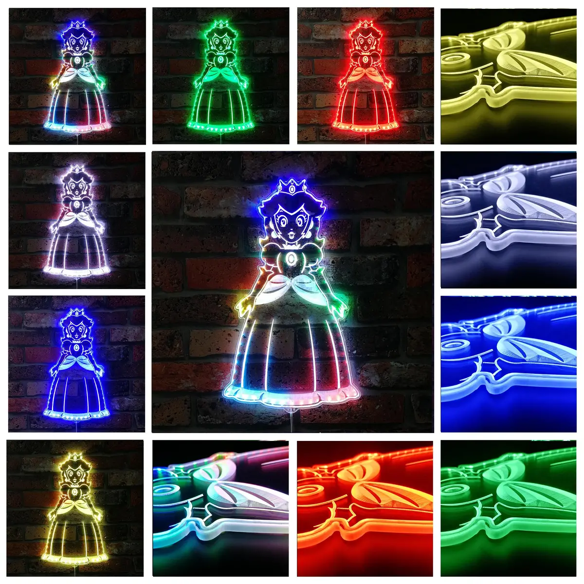 Super Mario Princess Peach Neon Led Sign With Dynamic Rgb Colors 2