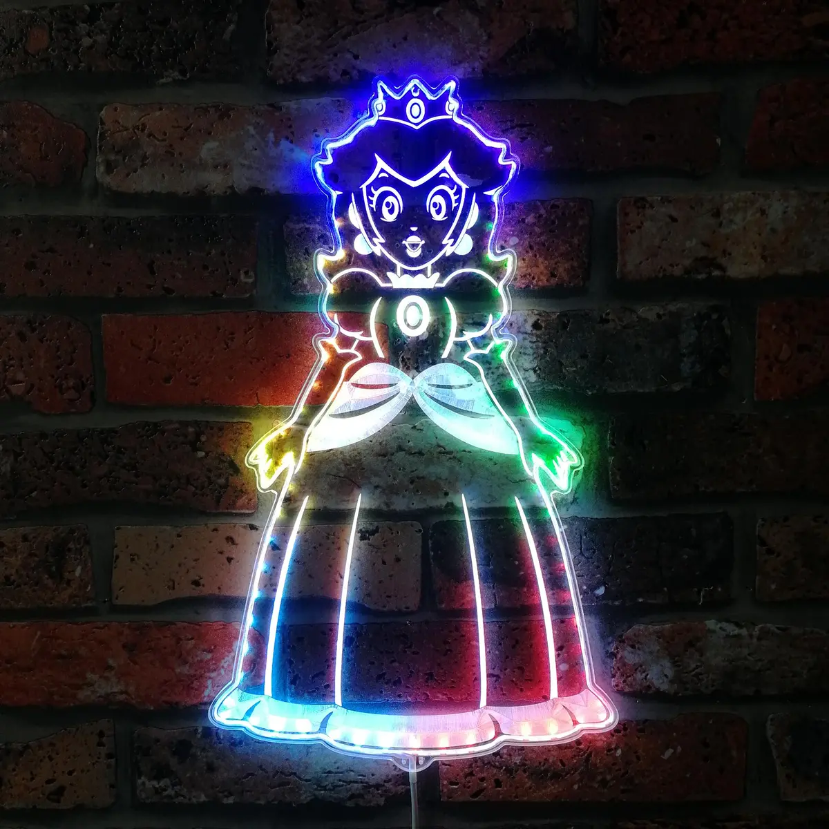 Super Mario Princess Peach Neon Led Sign With Dynamic Rgb Colors 1