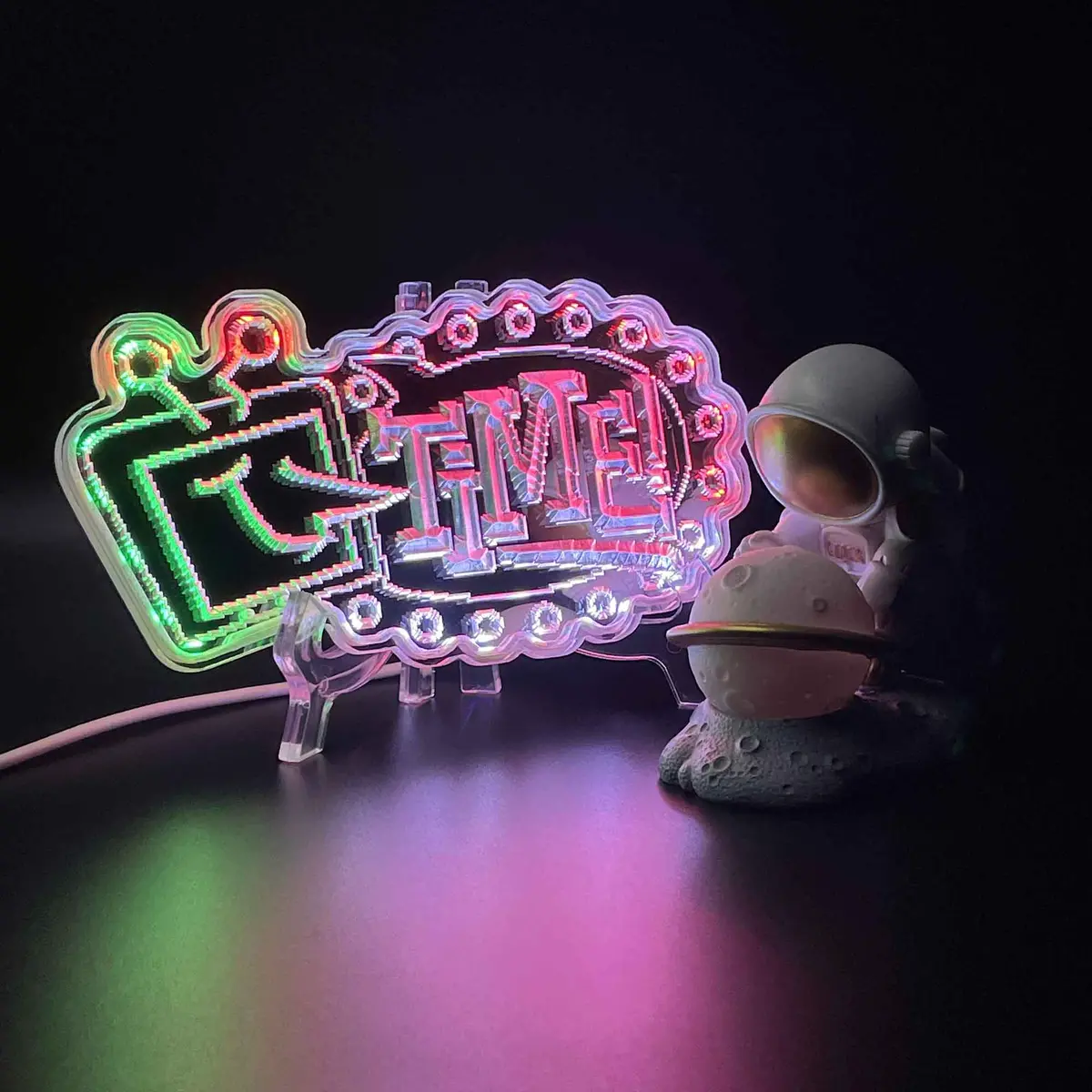 Deltratune Tenna Tv Time  Neon Led Sign With Dynamic Rgb Colors Mirror Backing 1