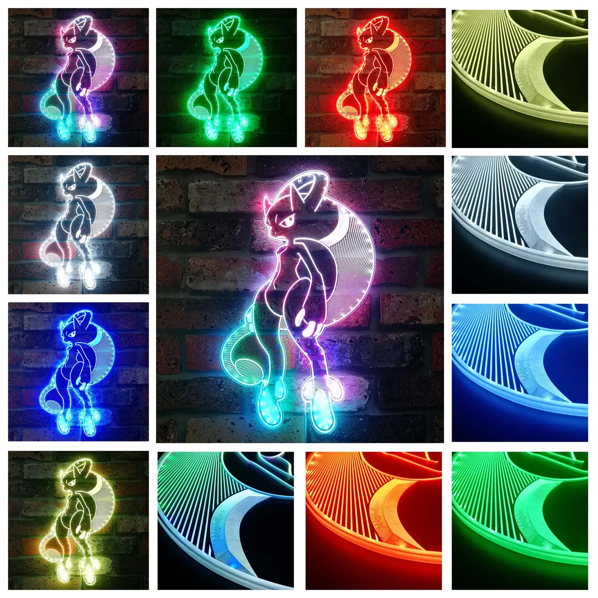 Mewtwo Pokemon Neon Led Sign With Dynamic Rgb Colors 2