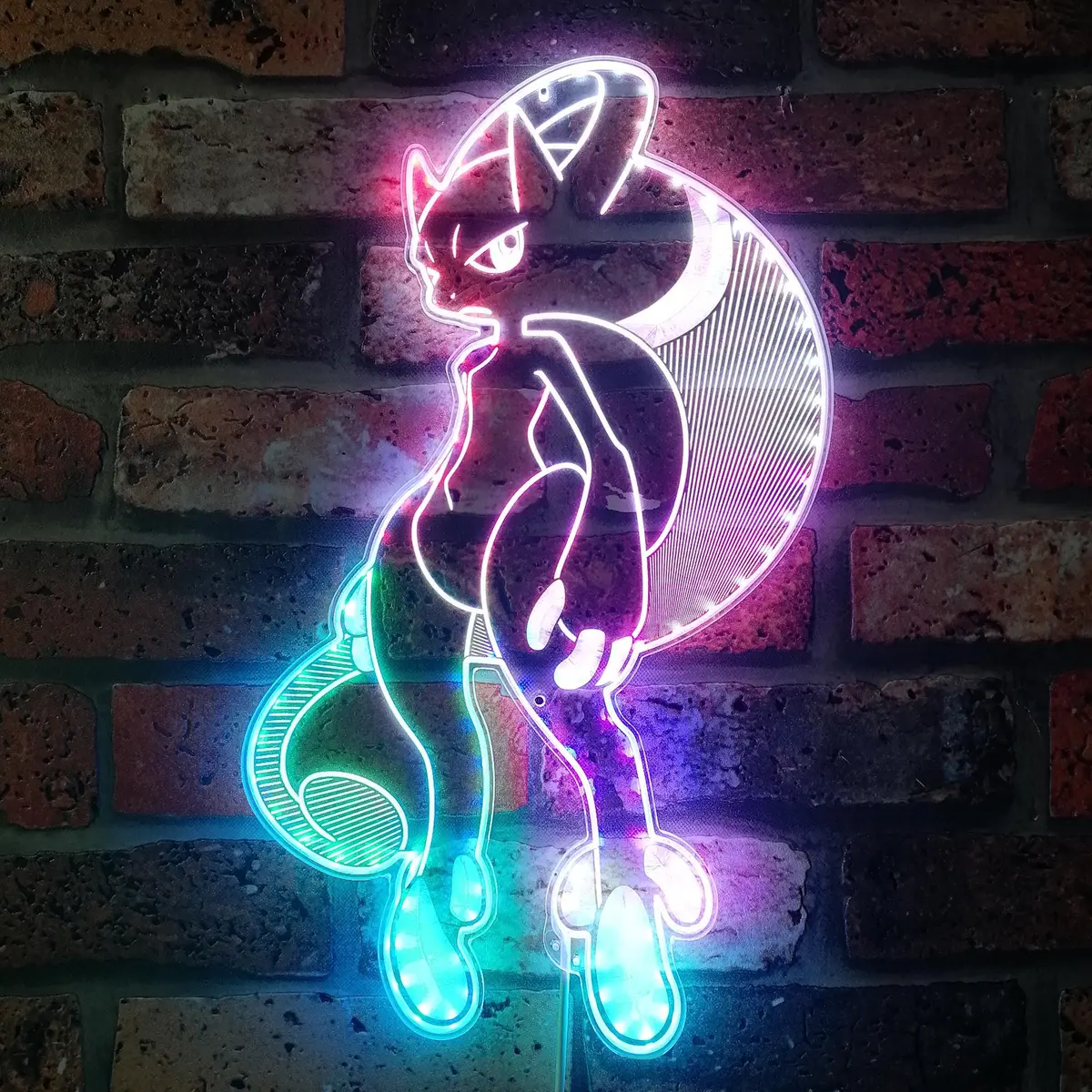 Mewtwo Pokemon Neon Led Sign With Dynamic Rgb Colors 1