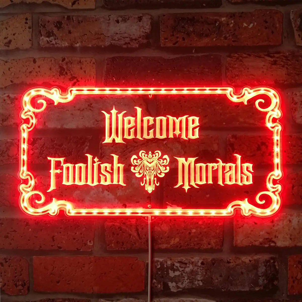 Welcome Foolish Mortals Neon Led Sign With Dynamic Rgb Colors 1