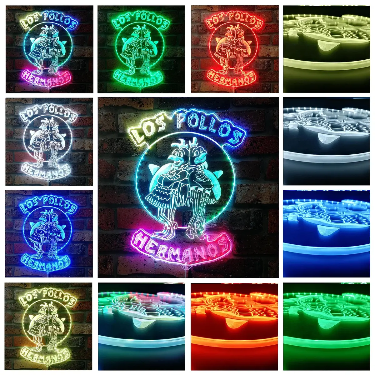 Los Pollos Hermanos Breaking Bad Neon Led Sign With Dynamic Rgb Colors 3