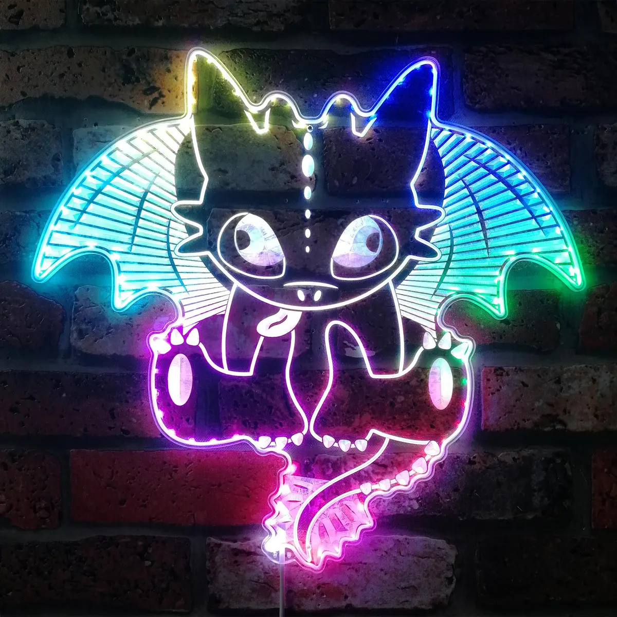 Toothless Cute Dragon Neon Led Sign With Dynamic Rgb Colors 1