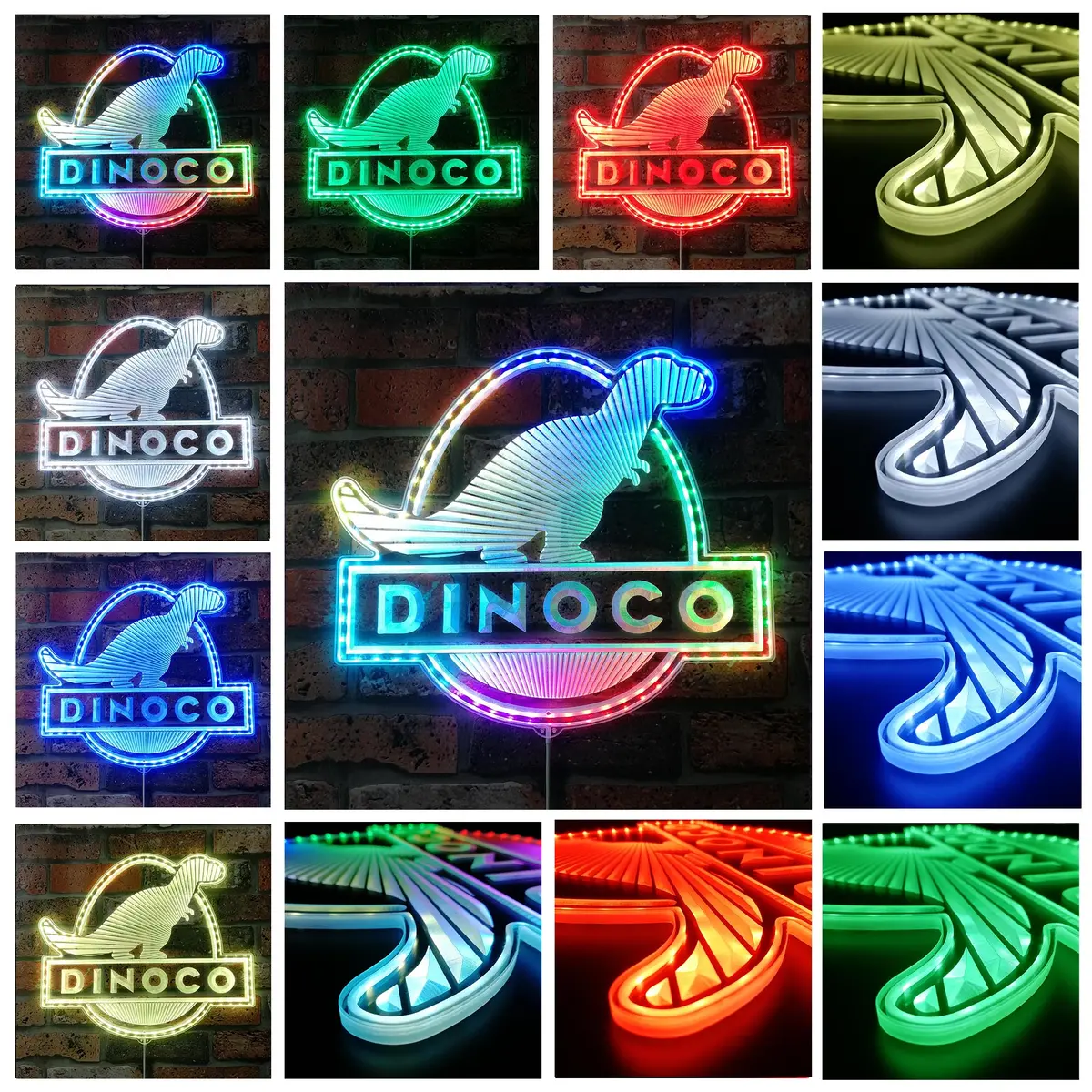 Dinoco Gas Company Pixar Cars Neon Led Sign With Dynamic Rgb Colors 2