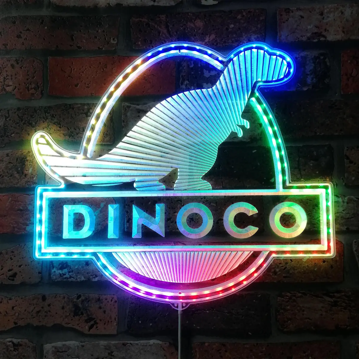 Dinoco Gas Company Pixar Cars Neon Led Sign With Dynamic Rgb Colors 1