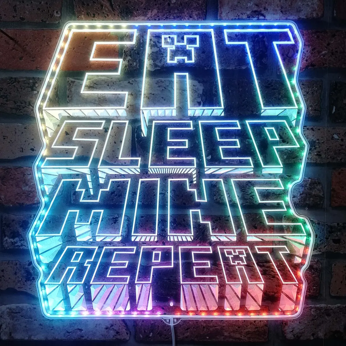 Eat Sleep Mine Repeat Minecraft  Neon Led Sign With Dynamic Rgb Colors 1