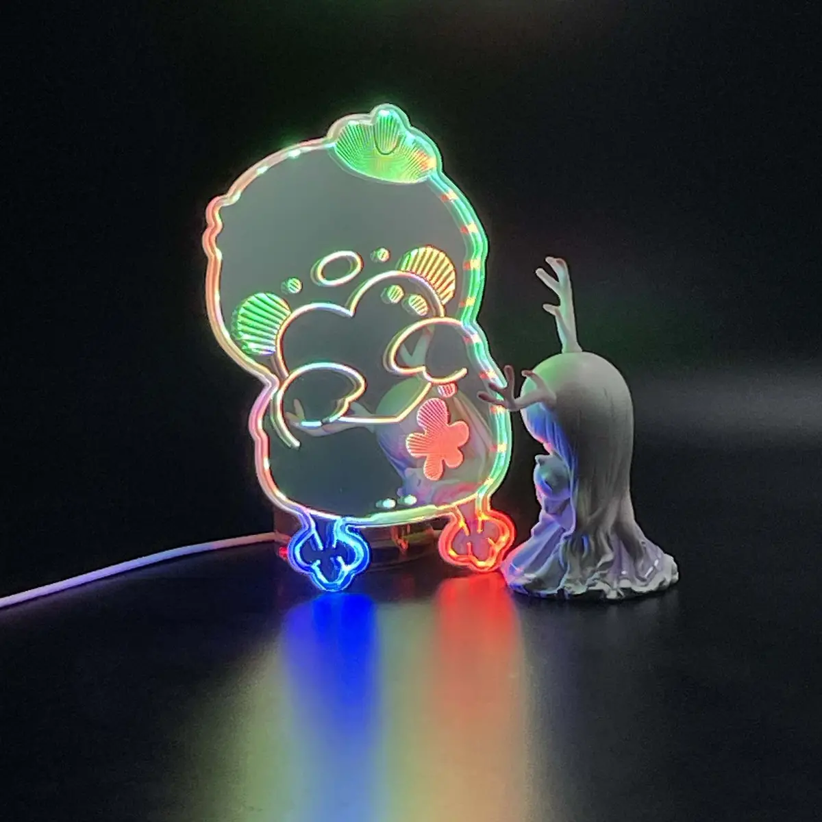 Love And Deepspace Rafayel Duck  Neon Led Sign With Dynamic Rgb Colors Mirror Backing 1
