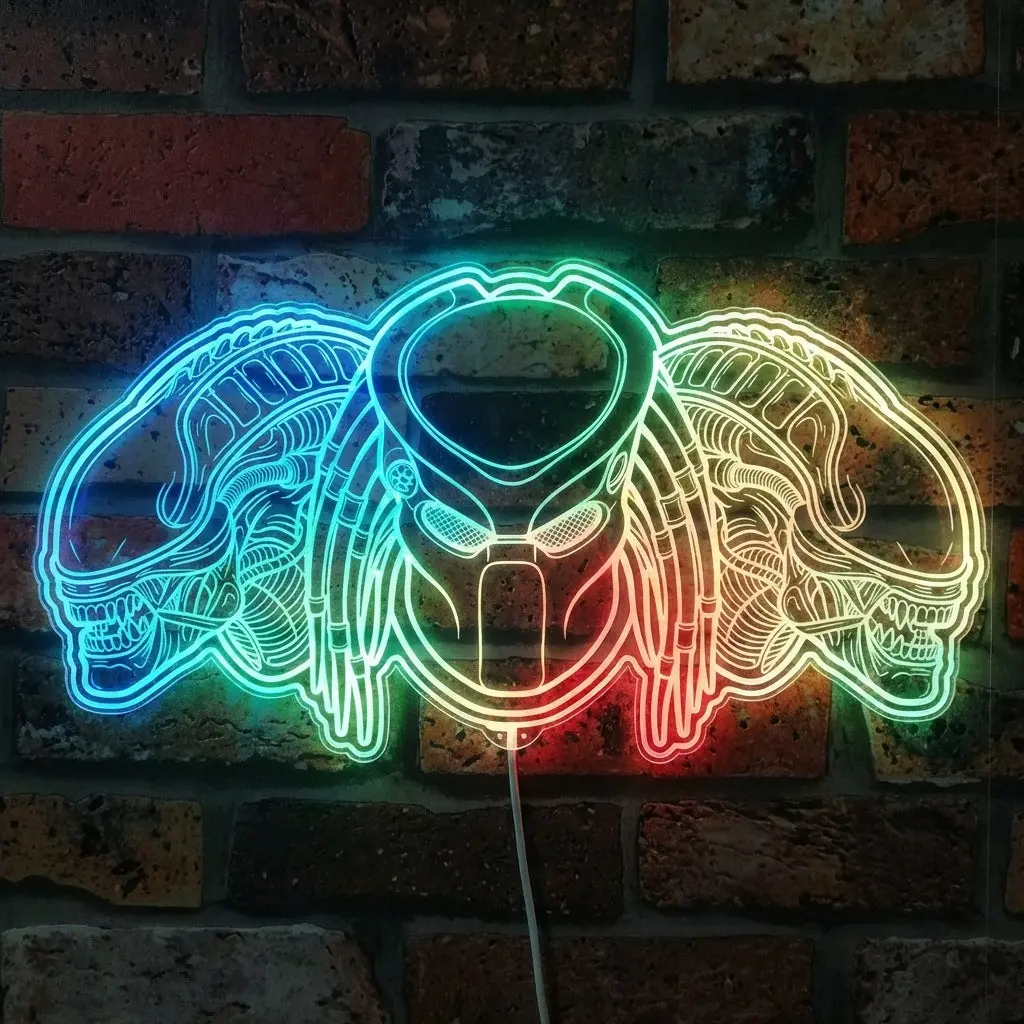 Xenomorph And Predator Neon Led Sign With Dynamic Rgb Colors 1